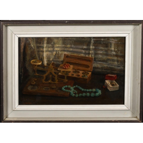 440 - George Weissbort (1928-2013), a still life of mixed objects, oil on board, signed and dated 1982, 12... 