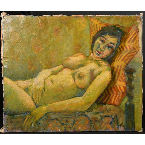 460 - Asian School (20th Century) A reclining nude, oil on canvas, indistinctly signed, 20.75