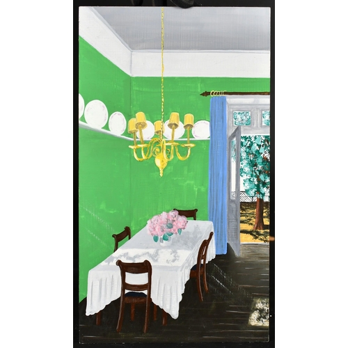 461 - Richard Pomeroy (21st Century) 'Portuguese interior, (Eira Velha 2001)', oil on panel, signed, inscr... 