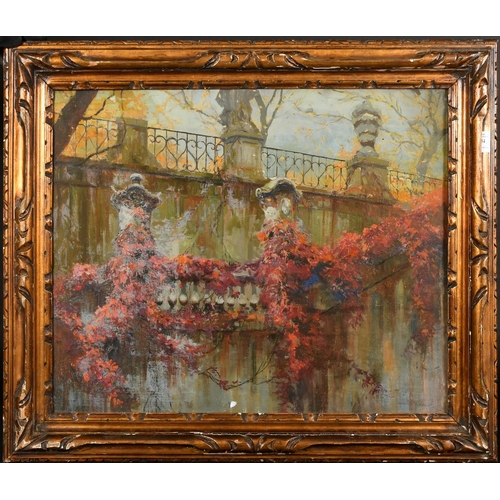 54 - Cerny, 20th Century Continental, a vine entwined stone staircase, oil on canvas, signed, 19.75