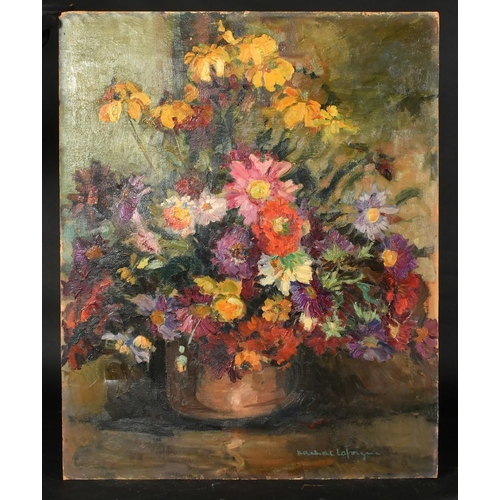 67 - Nachat Laforgue, Early 20th Century, a still life of mixed flowers, oil on board, signed, 32