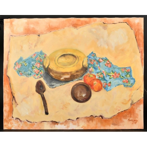 68 - Orszay, Mid-20th Century, a tabletop still life, signed, oil on canvas, unframed, 25.5