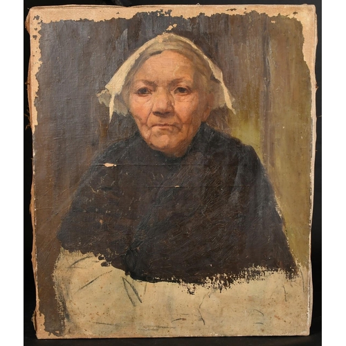 7 - 19th Century French School, study of an older female, oil on canvas, 22