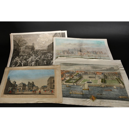 96 - A group of 19th Century and earlier prints relating to buildings and town plans.