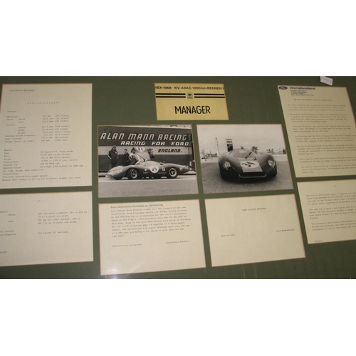 116 - [MOTORING / FORD] framed assemblage of printed & photographic material, overall 21 x 38 inches, rela... 