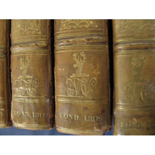 247 - MILTON (John) The Poetical Works, 7 volumes complete, full calf gilt with gilt armorial / monogram t... 