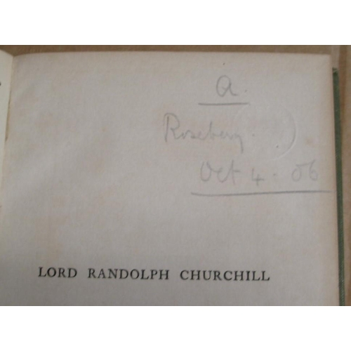 348 - ROSEBERY (Lord A.) Lord Randolph Churchill, 8vo, a copy apparently belonging to the AUTHOR, vide boo... 