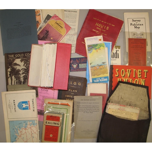 54 - MAPS: box or assorted folding maps, guidebooks, etc., including Palestine, London etc.