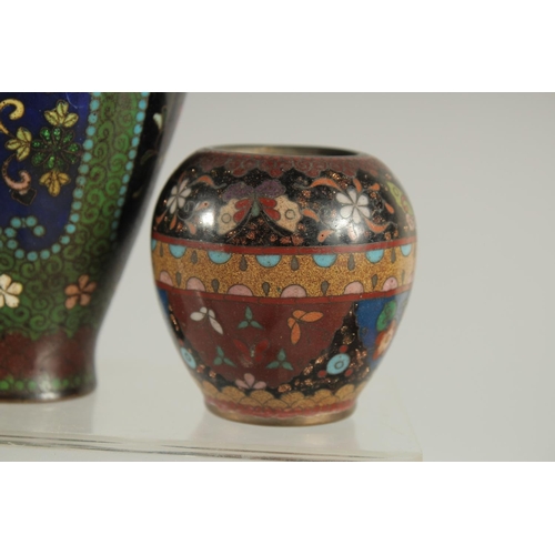 12 - A GROUP OF MIXED CLOISONNE / ENAMEL ITEMS; comprising a vase, a small pot, a cloisonne dish, a minia... 