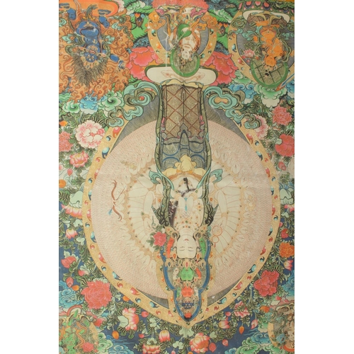 126 - A TIBETAN THANGKA ON SILK.