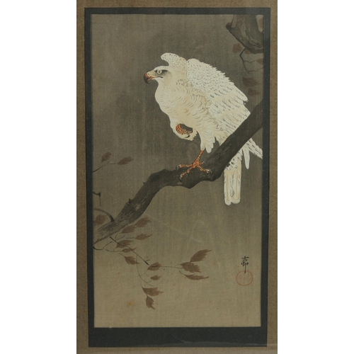 140 - KOSON OHARA (1877-1945); two early 20th century original Japanese woodblock prints, uniformly framed... 