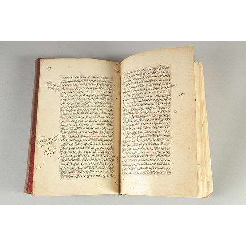 220 - AN EARLY ISLAMIC LEATHER BOUND FIQH MANUSCRIPT ON JURISPRUDENCE, dated 969AH, 23cm x 14.5cm.