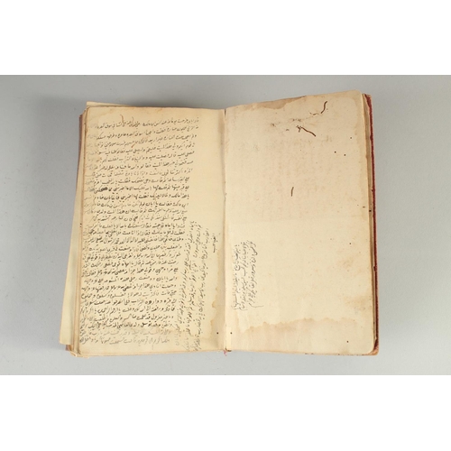 220 - AN EARLY ISLAMIC LEATHER BOUND FIQH MANUSCRIPT ON JURISPRUDENCE, dated 969AH, 23cm x 14.5cm.