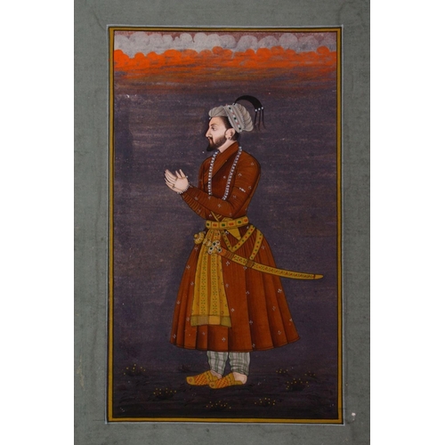 221 - TWO FINE QUALITY INDIAN MINIATURE PAINTINGS, each depicting a Maharaja, both 22cm x 15cm.