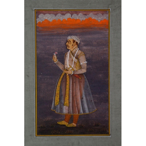 221 - TWO FINE QUALITY INDIAN MINIATURE PAINTINGS, each depicting a Maharaja, both 22cm x 15cm.