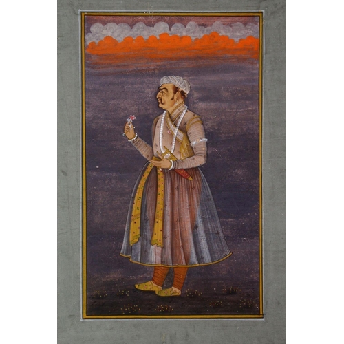 221 - TWO FINE QUALITY INDIAN MINIATURE PAINTINGS, each depicting a Maharaja, both 22cm x 15cm.