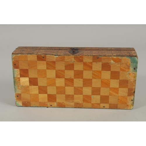 244 - A VERY FINE 19TH CENTURY OTTOMAN NORTH AFRICAN STRAW WORKED WOODEN BOX, 19cm x 9cm.