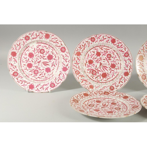 250 - A SET OF SIX 19TH CENTURY PERSIAN PLATES, with floral decoration and mark to base, 21.5cm diameter.