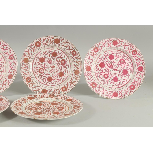 250 - A SET OF SIX 19TH CENTURY PERSIAN PLATES, with floral decoration and mark to base, 21.5cm diameter.