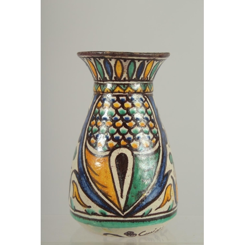 280 - A RARE EARLY 20TH CENTURY TUNISIAN CHEMLA SIGNED VASE, 15.5cm high.