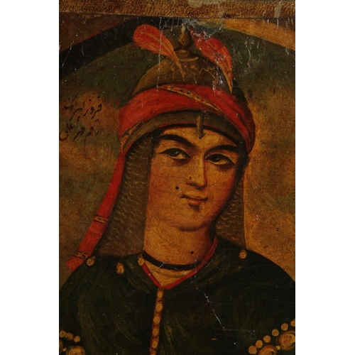 283 - A FINE 19TH CENTURY SIGNED PERSIAN QAJAR LACQUERED PAINTING, 22cm x 15cm.