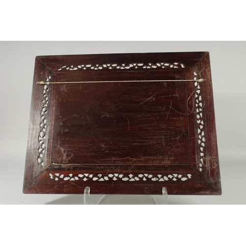 33 - A CHINESE MOTHER OF PEARL INLAID HARDWOOD TRAY, 43.5cm x 55.5cm.