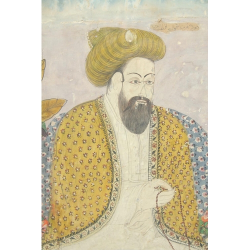 330 - A LARGE 18TH-19TH CENTURY INDIAN DECCANI MINIATURE PAINTING, depicting Khawaja Qutub Eldeen, framed ... 