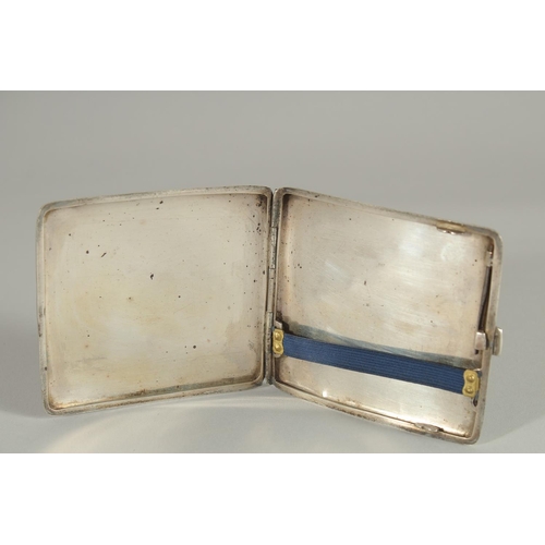 354 - A FINE SIGNED IRAQI NIELLO INLAID SILVER CIGARETTE CASE, 9cm x 8cm.