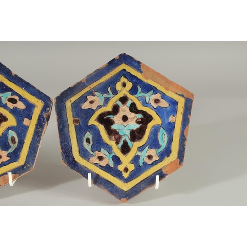 361 - A PAIR OF 15TH-16TH CENTURY PERSIAN TIMURID POTTERY TILES.