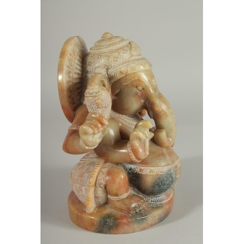 363 - A FINE LARGE INDIAN CARVED MARBLE GANESH, 19.5cm high.