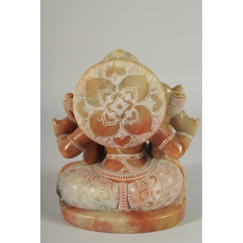 363 - A FINE LARGE INDIAN CARVED MARBLE GANESH, 19.5cm high.