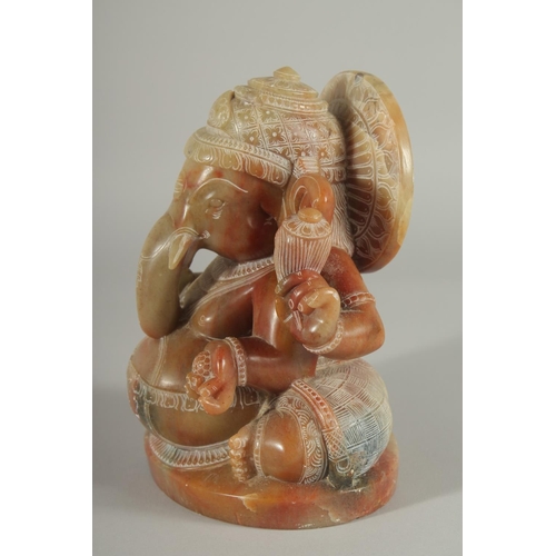 363 - A FINE LARGE INDIAN CARVED MARBLE GANESH, 19.5cm high.