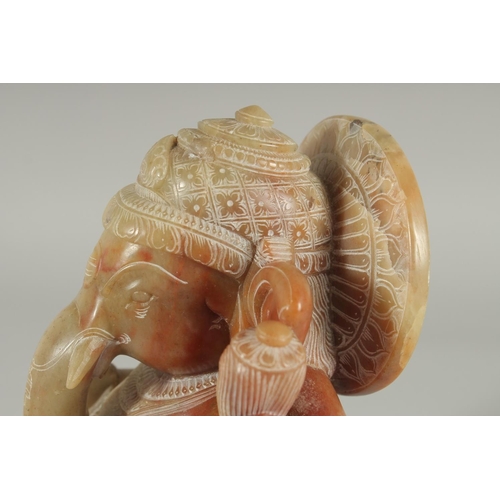 363 - A FINE LARGE INDIAN CARVED MARBLE GANESH, 19.5cm high.