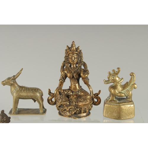 368 - A COLLECTION OF SEVEN INDIAN AND ASIAN BRASS FIGURES, (7).