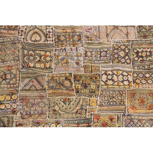 401 - A VERY LARGE AND IMPRESSIVE UZBEK EMBROIDERED TEXTILE / WALL HANGING, approx. 250cm x 200cm.