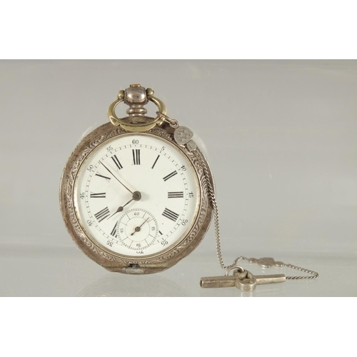 416 - A QAJAR POCKET WATCH WITH PORTRAIT OF NASIR ELDEEN SHAH, 5cm diameter.