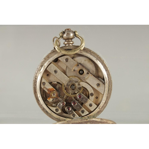 416 - A QAJAR POCKET WATCH WITH PORTRAIT OF NASIR ELDEEN SHAH, 5cm diameter.