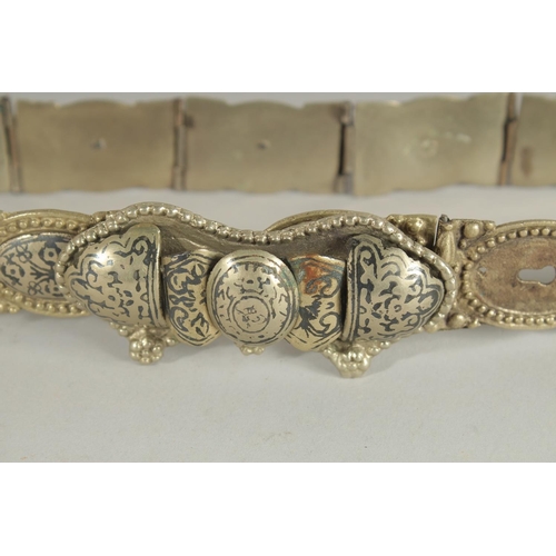 550 - AN OTTOMAN RUSSIAN ARMENIAN SILVER NIELLO BELT.