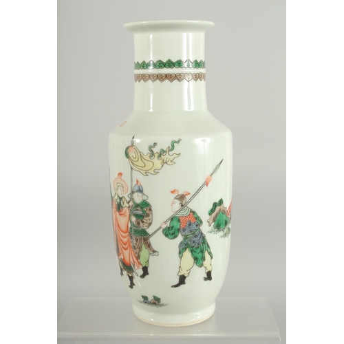 74 - A CHINESE FAMILLE VERTE PORCELAIN VASE, with figures and horse, 27cm high.