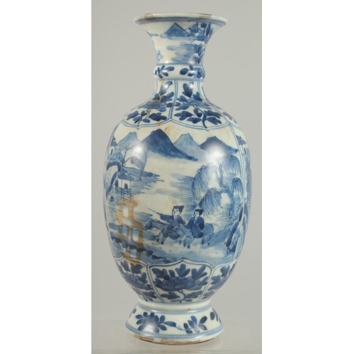 8 - A CHINESE BLUE AND WHITE PORCELAIN VASE, decorated with landscape scenes and bands of floral motifs,... 