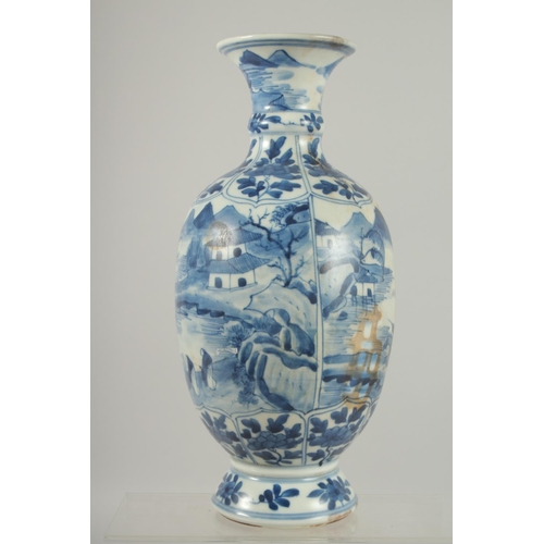 8 - A CHINESE BLUE AND WHITE PORCELAIN VASE, decorated with landscape scenes and bands of floral motifs,... 