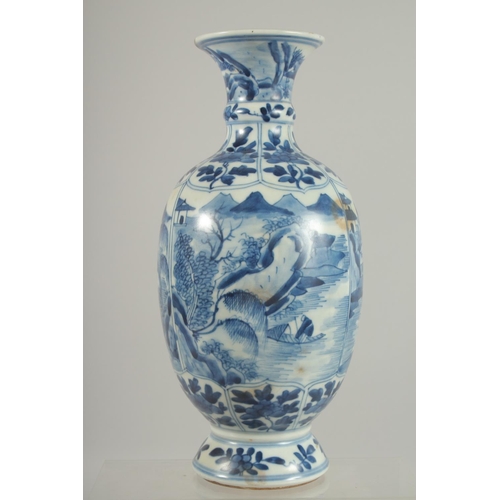 8 - A CHINESE BLUE AND WHITE PORCELAIN VASE, decorated with landscape scenes and bands of floral motifs,... 