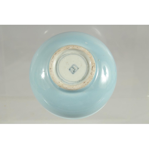 82 - A CHINESE POWDER BLUE PORCELAIN BRUSH WASHER, mark to base, 9.5cm diameter.