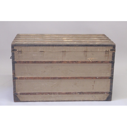 1030 - A 19TH CENTURY LOUIS VUITTON CANVAS STEAMER TRUNK, Circa. 1880. The sides with A. M. BURT.  NEW YORK... 