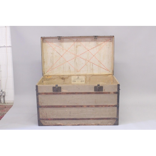 1030 - A 19TH CENTURY LOUIS VUITTON CANVAS STEAMER TRUNK, Circa. 1880. The sides with A. M. BURT.  NEW YORK... 