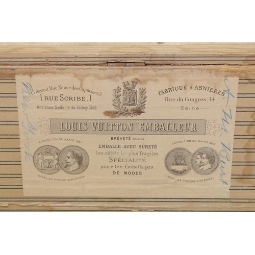 1030 - A 19TH CENTURY LOUIS VUITTON CANVAS STEAMER TRUNK, Circa. 1880. The sides with A. M. BURT.  NEW YORK... 