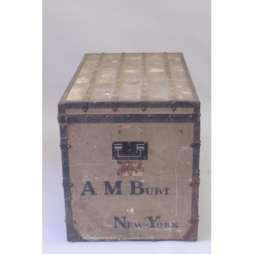 1030 - A 19TH CENTURY LOUIS VUITTON CANVAS STEAMER TRUNK, Circa. 1880. The sides with A. M. BURT.  NEW YORK... 