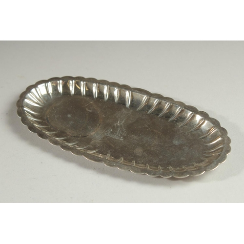 1954 - A GOOD GEORGE II SILVER SPOON TRAY. 7ins x 3.5ins.  London circa. 1750. Maker: Samuel Walker.... 