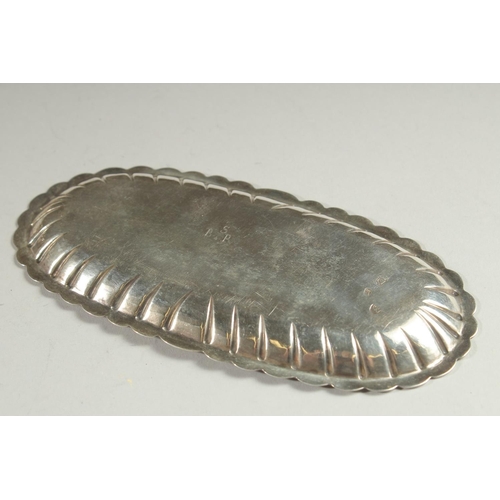 1954 - A GOOD GEORGE II SILVER SPOON TRAY. 7ins x 3.5ins.  London circa. 1750. Maker: Samuel Walker.... 