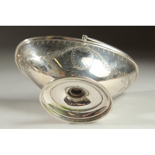 1955 - A VICTORIAN SILVER BOAT SHAPED SUGAR BASIN with bright cut decoration. London 1872.  Maker: Henry Wi... 